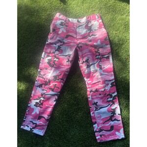 Camo Cargo Pants Pink Military Style Utility Trousers Medium Regular